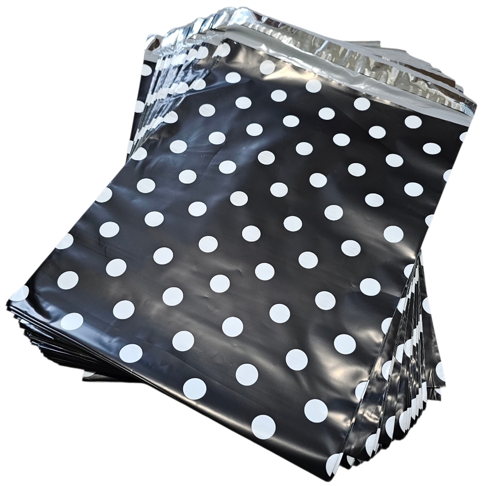 Black and White Polka Dot "Thank You" Poly Mailers, 10" x 13", 25 Count - Picture 2 of 2